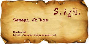 Semegi Ákos névjegykártya